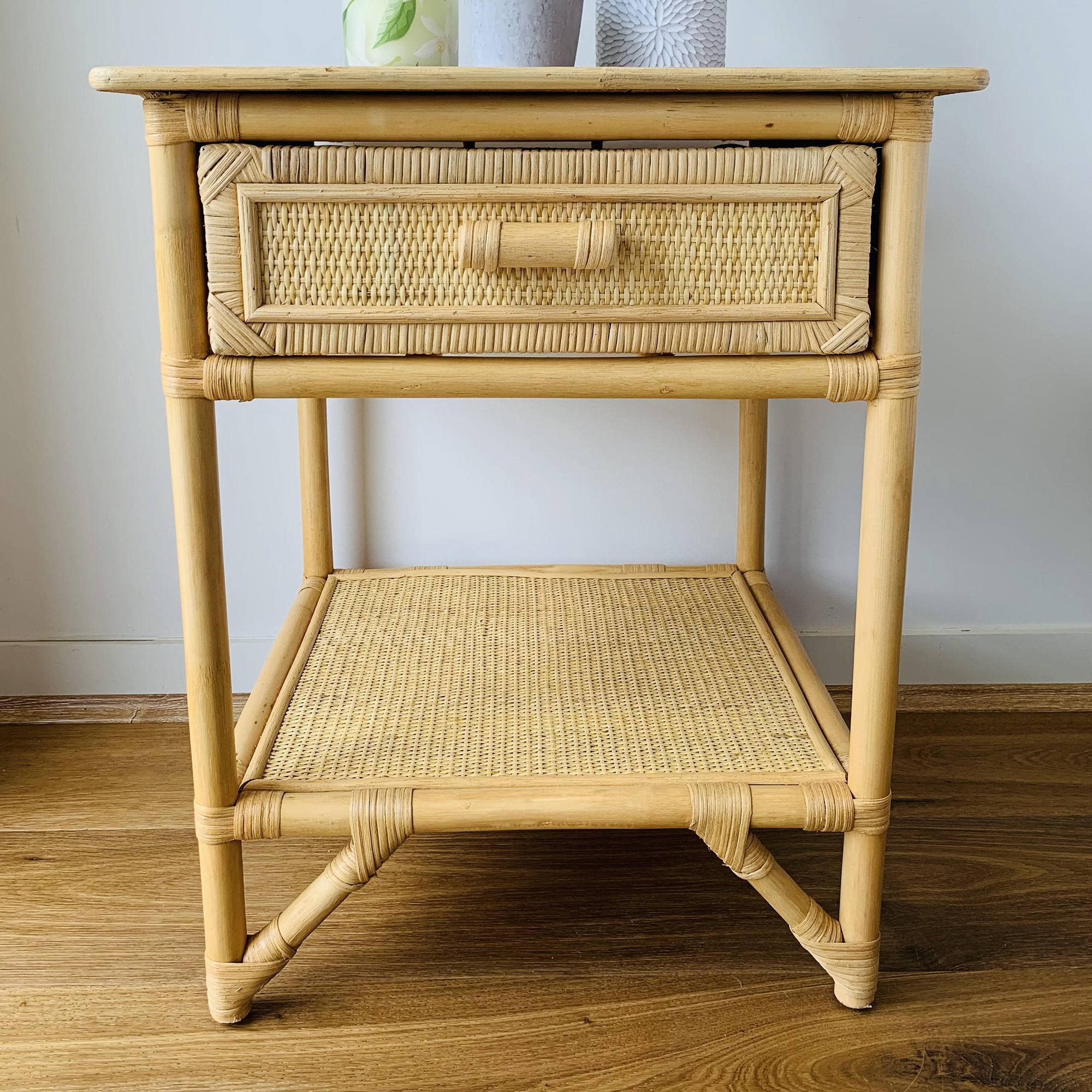 rattan bedside table